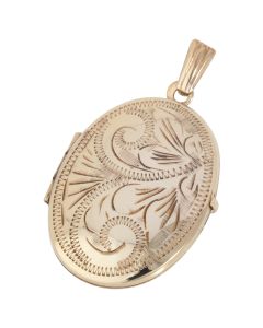 Pre-Owned 9ct Yellow Gold Patterned Oval locket Pendant