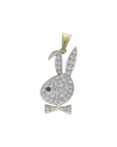 Pre-Owned 9ct Yellow Gold Gemstone Set Playboy Bunny Pendant