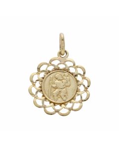 Pre-Owned 9ct Yellow Gold Edged St.Christopher Pendant