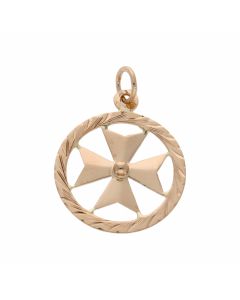 Pre-Owned 18ct Yellow Gold Maltese Cross Circle Pendant