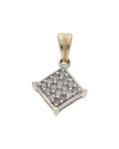 Pre-Owned 9ct Gold 0.15 Carat Diamond Square Cluster Pendant
