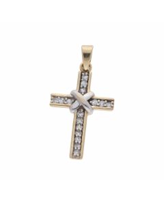 Pre-Owned 9ct Gold Cubic Zirconia Cross Pendant