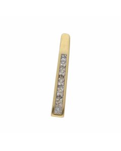 Pre-Owned 9ct Yellow Gold Diamond Set Bar Drop Pendant
