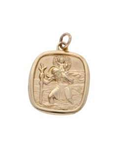 Pre-Owned 9ct Yellow Gold Squared St.Christopher Pendant