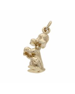Pre-Owned 9ct Yellow Gold Solid Sitting Dog Charm