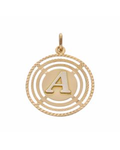 Pre-Owned 18ct Yellow & White Gold Initial A Circle Pendant