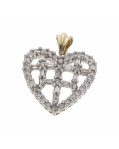 Pre-Owned 9ct Yellow Gold Mixed Cut Diamond Heart Pendant