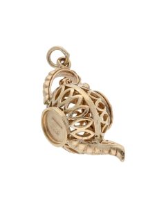 Pre-Owned 9ct Yellow Gold Filigree Teapot Charm