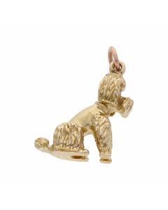 Pre-Owned 9ct Yellow Gold Solid Sitting Poodle Dog Charm