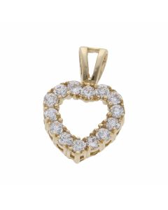 Pre-Owned 9ct Yellow Gold Cubic Zirconia Heart Pendant