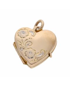 Pre-Owned 9ct Gold PartPatterned Heart Locket Pendant