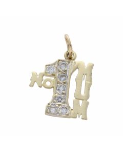 Pre-Owned 9ct Yellow Gold Cubic Zirconia No.1 Mum Pendant