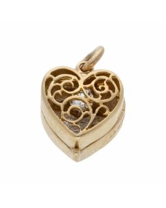 Pre-Owned 9ct Gold Engagement Ring Heart Trinket Box Charm