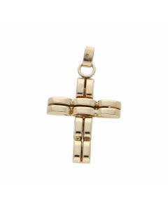 Pre-Owned 9ct Yellow Gold Brick Link Style Cross Pendant