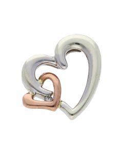 Pre-Owned 9ct White & Rose Gold Hearts Pendant
