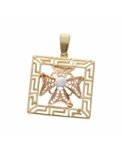 Pre-Owned 18ct Yellow Rose & White Gold Edged Cross Pendant