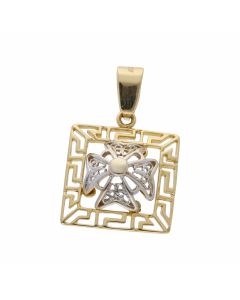 Pre-Owned 18ct Yellow & White Gold Edged Cross Pendant