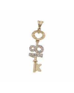 Pre-Owned 9ct Yellow Gold Cubic Zirconia Age 18 Key Pendant
