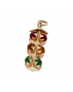 Pre-Owned 9ct Yellow Gold Gemstone Set Traffic Light Charm