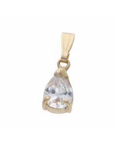 Pre-Owned 9ct Yellow Gold Cubic Zirconia Teardrop Pendant