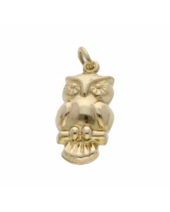 Pre-Owned 9ct Yellow Gold Hollow Owl Charm