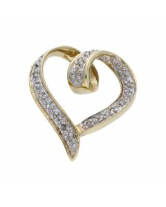 Pre-Owned 9ct Yellow Gold Diamond Set Heart Pendant
