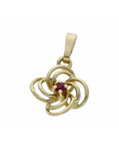 Pre-Owned 9ct Yellow Gold Ruby Set Knot Pendant