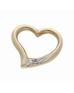 Pre-Owned 9ct Gold Diamond Set Floating Heart Pendant