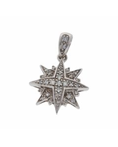 Pre-Owned 9ct White Gold 0.15 Carat Diamond Star Pendant