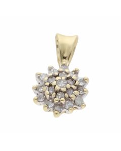 Pre-Owned 9ct Yellow Gold Diamond Cluster Pendant