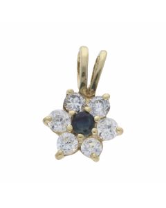 Pre-Owned 9ct Yellow Gold Gemstone Set Cluster Pendant