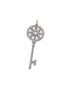 Pre-Owned Tiffany & Co White Gold Diamond Set Petals Key Pendant