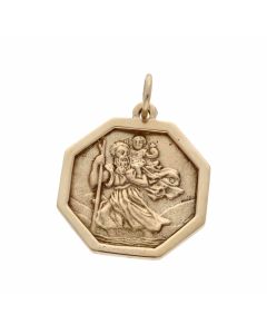 Pre-Owned 9ct Yellow Gold Octagonal St.Christopher Pendant