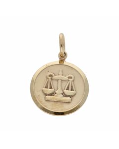 Pre-Owned 9ct Yellow Gold Libra Scales Horoscope Charm Pendant