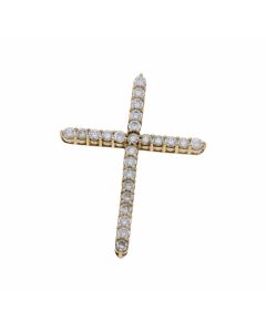 Pre-Owned 9ct Yellow Gold Large Cubic Zirconia Cross Pendant