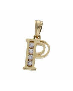 Pre-Owned 9ct Yellow Gold Cubic Zirconia Initial P Pendant