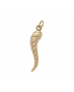 Pre-Owned 9ct Yellow Gold Ribbed Hollow Horn Of Life Pendant