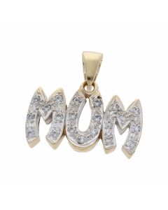 Pre-Owned 9ct Yellow Gold Cubic Zirconia Mum Pendant