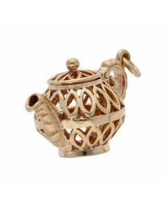 Pre-Owned 9ct Yellow Gold Cutout Teapot Charm