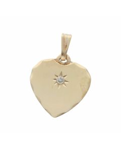 Pre-Owned 9ct Yellow Gold Diamond Set Lightweight Heart Pendant