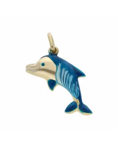 Pre-Owned 9ct Yellow Gold & Enamel Dolphin Charm