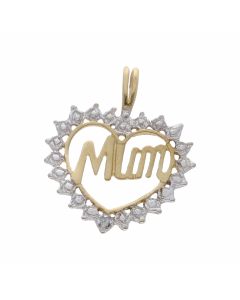 Pre-Owned 9ct Gold Diamond Set Mum Heart Pendant