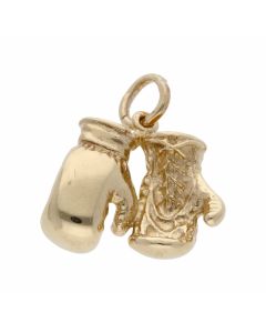 Pre-Owned 9ct Yellow Gold Solid Double Boxing Glove Pendant