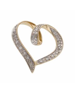 Pre-Owned 9ct Gold 0.10 Carat Diamond Set Floating Heart Pendant
