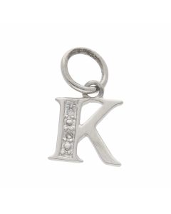 Pre-Owned 9ct White Gold Diamond Set Initial K Pendant