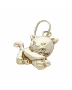 Pre-Owned 9ct Yellow Gold Hollow Kitten Cat Charm