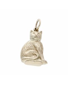 Pre-Owned 9ct Yellow Gold Hollow Sitting Cat Charm