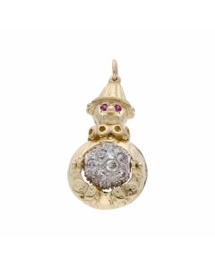 Pre-Owned 9ct Gold Gemstone Spinning Ball Clown Pendant