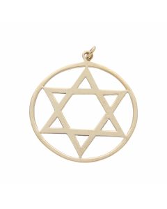 Pre-Owned 9ct Yellow Gold Star Of David Circle Pendant