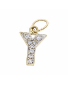 Pre-Owned 9ct Yellow Gold Cubic Zirconia Initial Y Charm